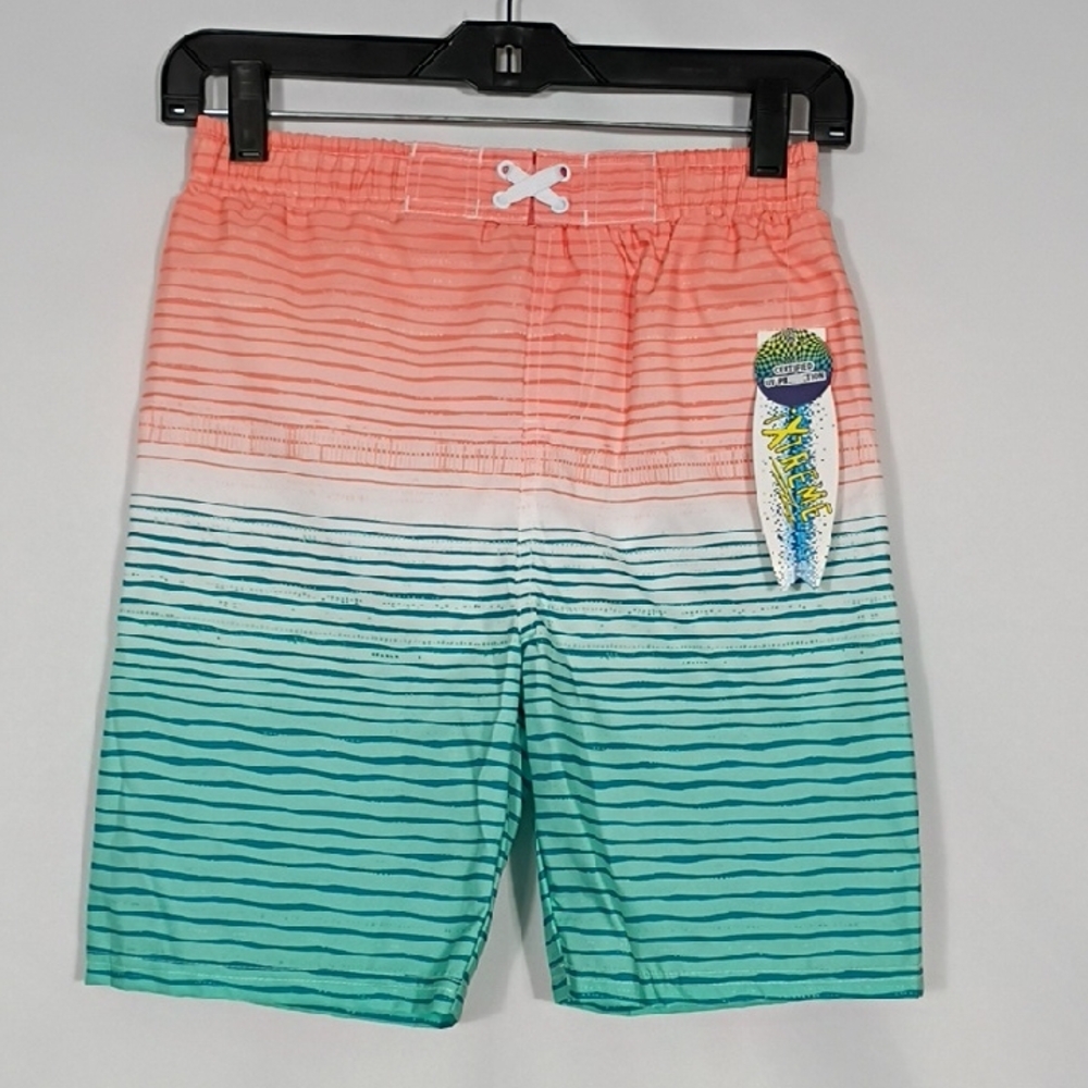 NWT IXtreme Boys Orange Gradient Stripe Swim trunks Size 10/12